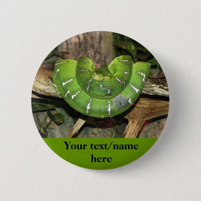 Personalised Green Snake Button (Front)