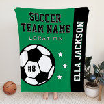 Personalised Green Soccer Player Name Fleece Blanket<br><div class="desc">Personalised soccer themed fleece blanket for soccer players when they're not scoring goals on the field, and for their parents to support their kids and stay warm at chilly games! Makes a unique team gift for travel tournaments. Design features a soccer ball customised with the player's uniform number, custom text...</div>