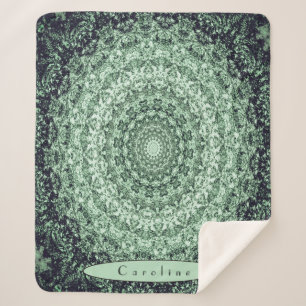 Personalised Green Stone Mandala Sherpa Blanket