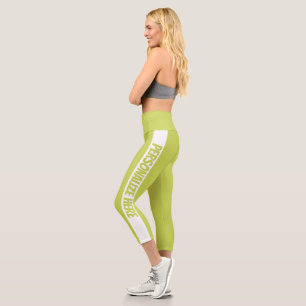 Personalised Green Striped Capri Leggings