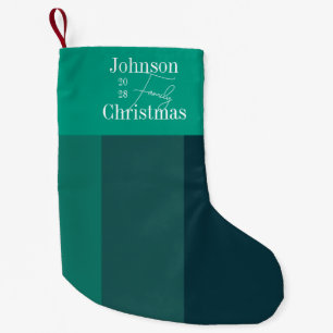 Personalised Green Stripes Family Name Christmas Small Christmas Stocking