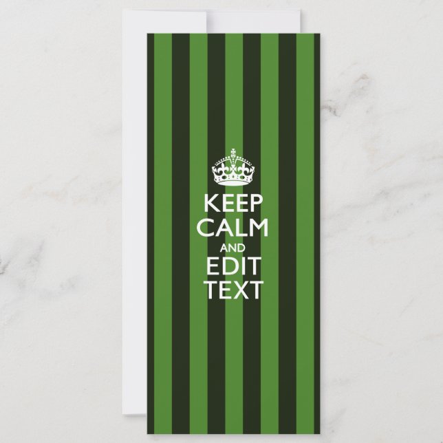 Personalised Green Stripes Keep Calm Your Text (Front)