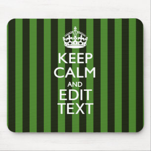 Personalised Green Stripes Keep Calm Your Text Mouse Pad
