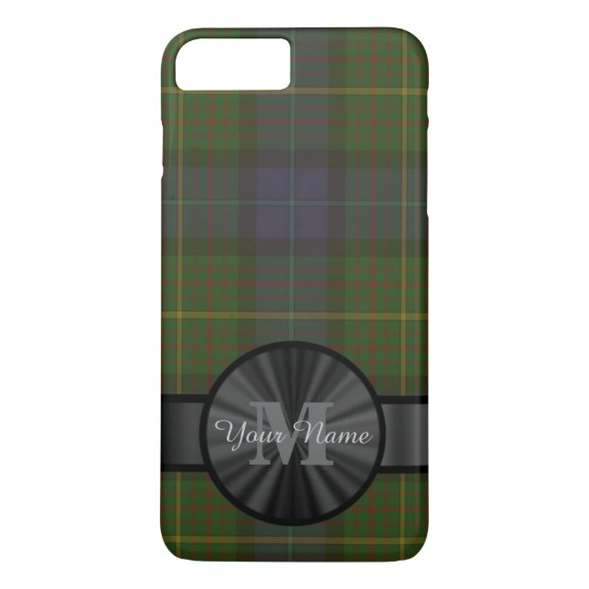 Personalised green tartan plaid monogram Case-Mate iPhone case (Back)