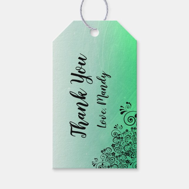 Personalised Green Thank you Gift Tags (Front)