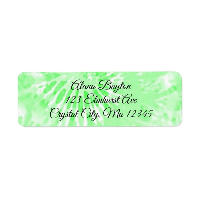 Personalised  Green Tie Dye Return Mailing Label (Front)
