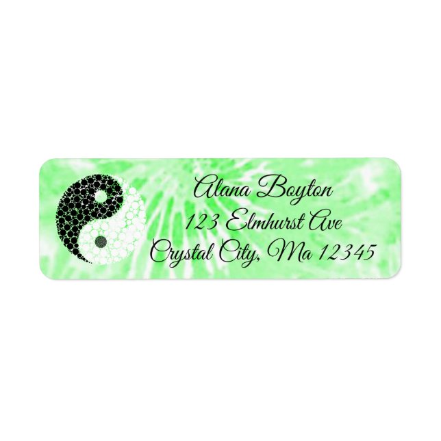 Personalised  Green Tie Dye Return Mailing Label (Front)