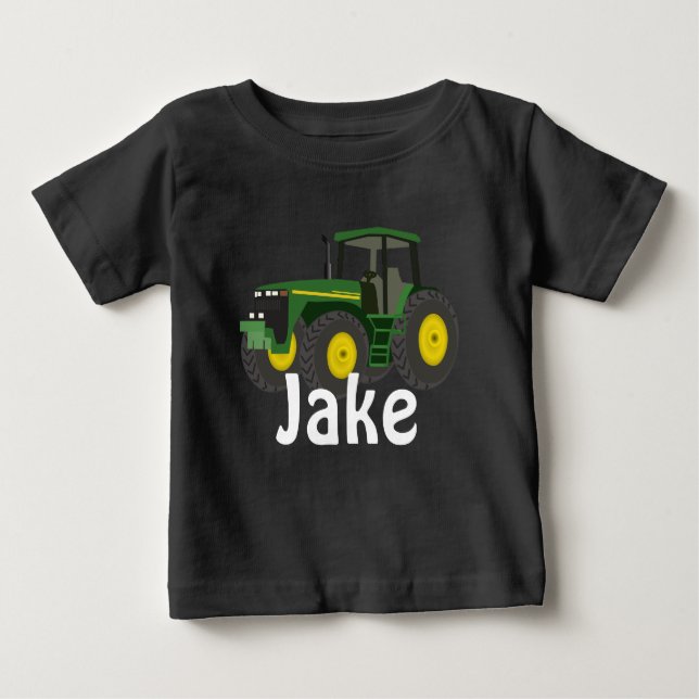Personalised Green Tractor Baby T-Shirt (Front)
