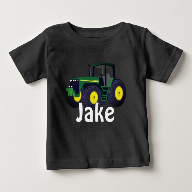 Personalised Green Tractor Baby T-Shirt (Front)