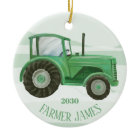 Personalised Green Tractor Christmas Ornament