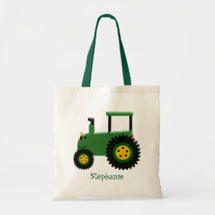 Personalised Green Tractor Design Tote Bag