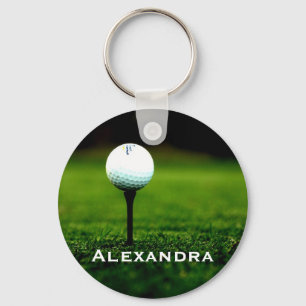 Personalised Green Turf with Golf Ball Keychain