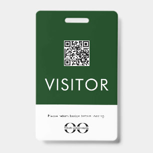 Personalised Green Visitor Badge with QR Code ID Badge