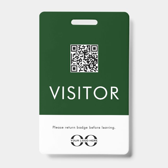 Personalised Green Visitor Badge with QR Code ID Badge (Front)