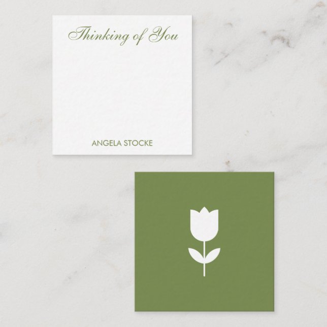 Personalised Green White Flower Card (Front/Back)