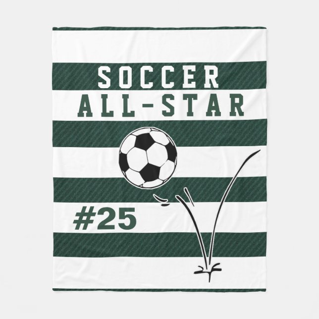 Personalised Green & White SOCCER Blanket (Front)