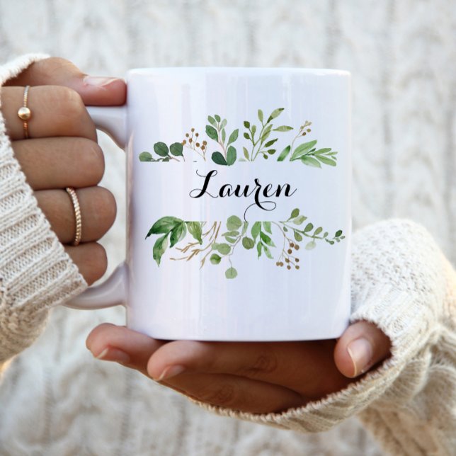 Personalised Greenery Bridesmaid Gift Coffee Mug (Creator Uploaded)