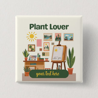 Personalised Greenery & Creative Workspace Design 15 Cm Square Badge