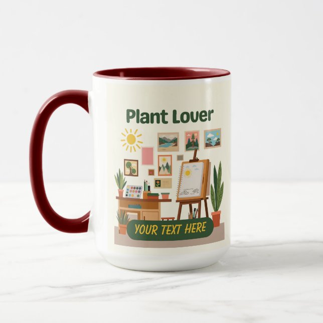 Personalised Greenery & Creative Workspace Design Mug (Left)