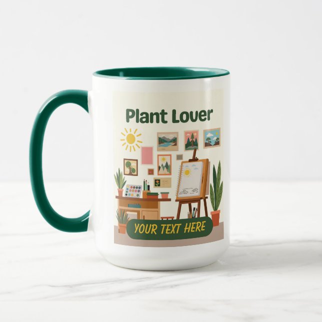 Personalised Greenery & Creative Workspace Design Mug (Left)
