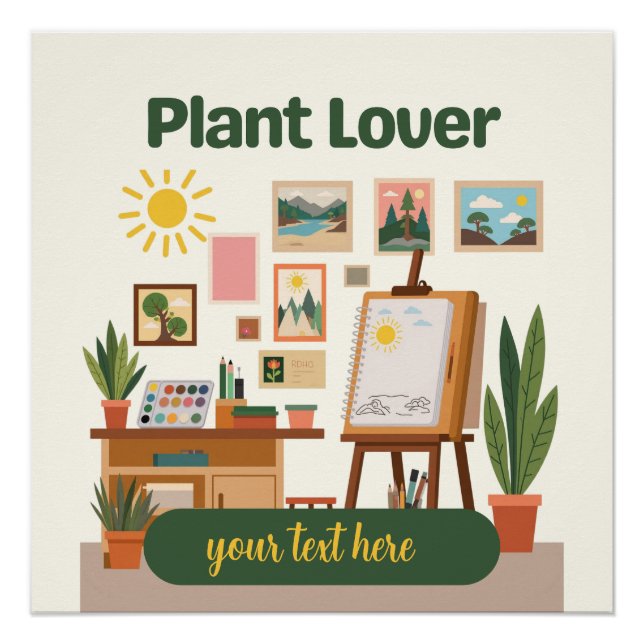 Personalised Greenery & Creative Workspace Design Poster (Front)