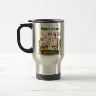 Personalised Greenery & Creative Workspace Design Travel Mug