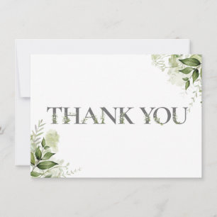 Personalised Greenery Floral Typography Thank You Card