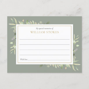 Personalised Greenery Funeral Share A Memory Card