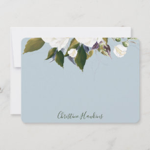 Personalised Greenery Leaves Watercolor Light Blue Card