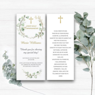 Personalised Greenery Prayer Bookmark Card