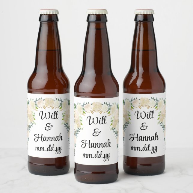 Personalised Greenery Wedding Reception Custom Beer Bottle Label (Bottles)