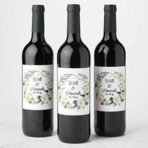 Personalised Greenery Wedding Reception for Table Wine Label