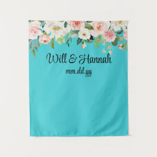 Personalised Greenery Wedding Reception Photo Prop Tapestry