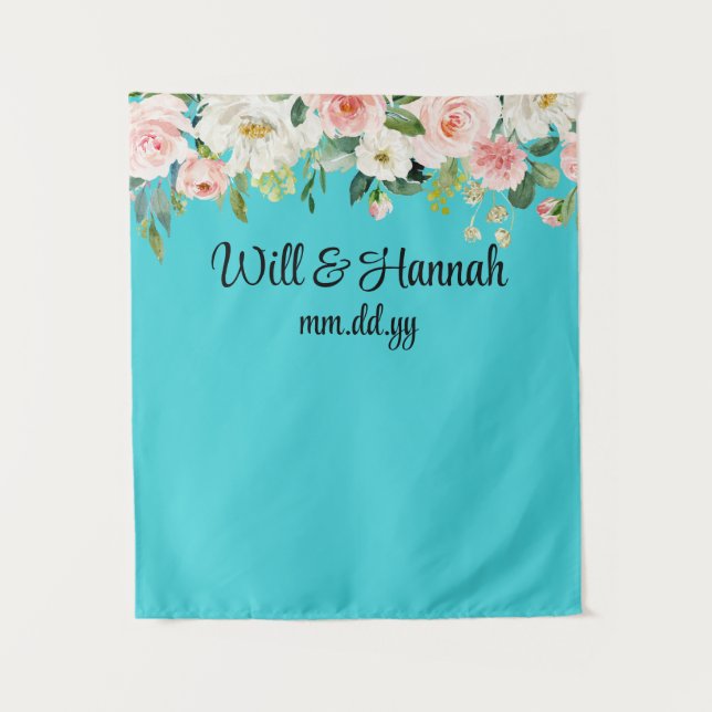 Personalised Greenery Wedding Reception Photo Prop Tapestry (Front)