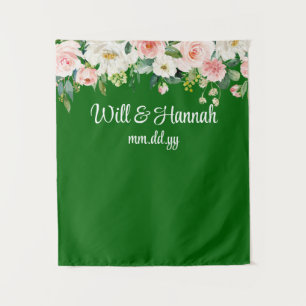 Personalised Greenery Wedding Reception Photo Prop Tapestry