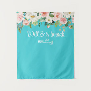Personalised Greenery Wedding Reception Photo Prop Tapestry