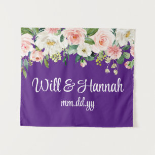 Personalised Greenery Wedding Reception Photobooth Tapestry