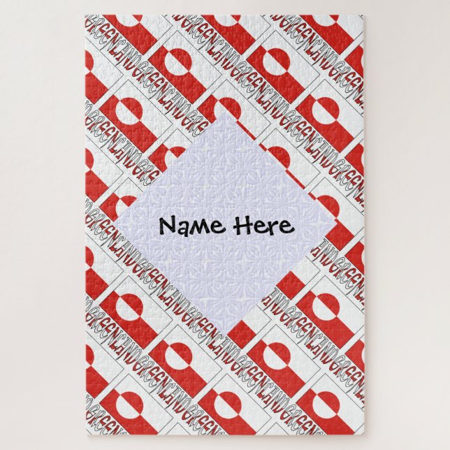 Personalised Greenland Tiled Flag Name Jigsaw Puzzle (Vertical)