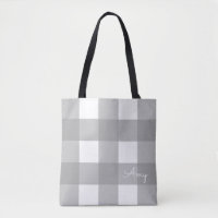 Personalised Grey and White Buffalo Check Tote