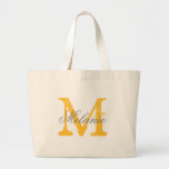 Personalised grey and yellow monogram tote bags<br><div class="desc">Personalised name grey and yellow monogram tote bag Elegant logo design with monogrammed letter initials. Cute vintage favour gift idea for bride to be and brides entourage; flower girls, maid of honour, matron of honour, mother of the bride, mother of the groom and bridesmaids at wedding, bridal shower, engagement etc....</div>