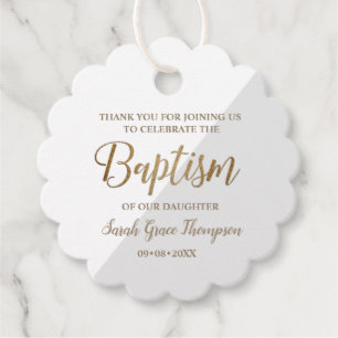 Personalised Grey Baby girl baptism thank you Favour Tags