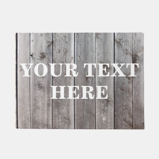 Personalised Grey Bamboo Wood Doormat (Front)