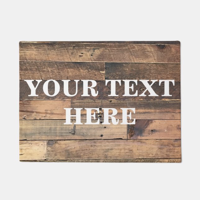 Personalised Grey Bamboo Wood Doormat (Front)