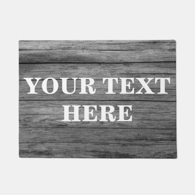 Personalised Grey Bamboo Wood Doormat (Front)