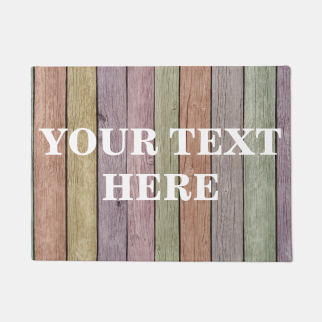 Personalised Grey Bamboo Wood Doormat (Front)