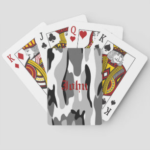 Personalised Grey & Black Camouflage Playing Cards