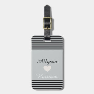 Personalised Grey Black Stripes Luggage Tag
