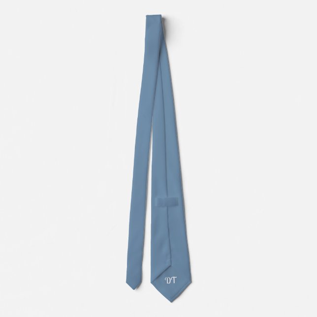 Personalised Grey Blue Wedding Groom Neck Tie (Back)