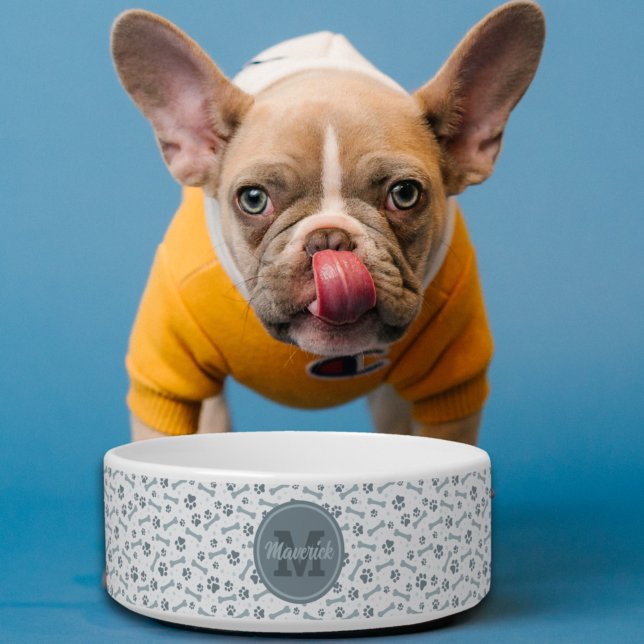 Personalised Grey Bones Monogram Name  Bowl (Creator Uploaded)