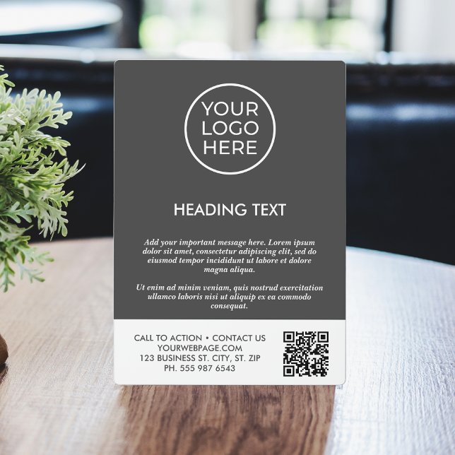 Personalised Grey Business Logo QR Code Plaque (Creator Uploaded)